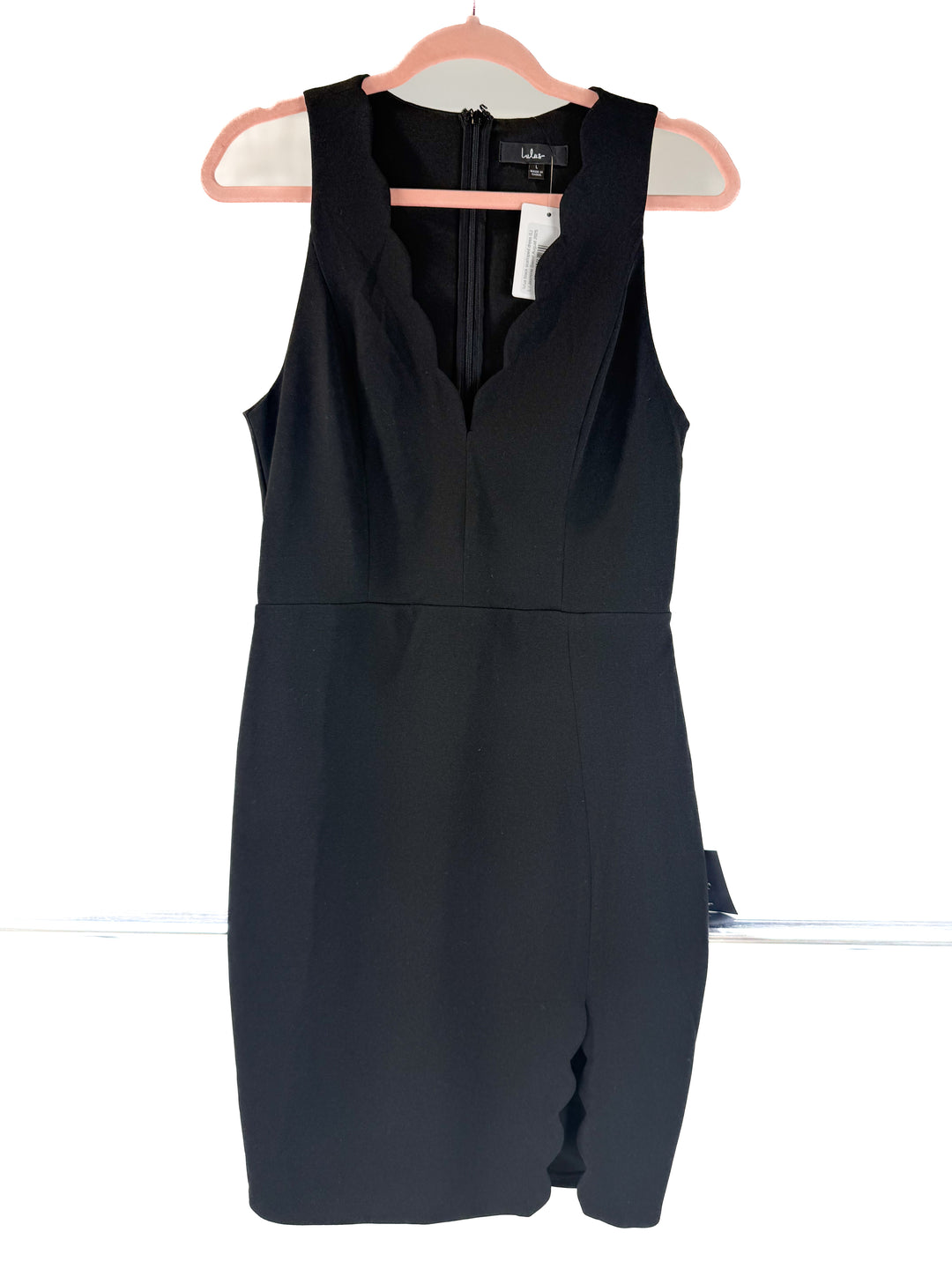 lulus black scalloped dress (L)