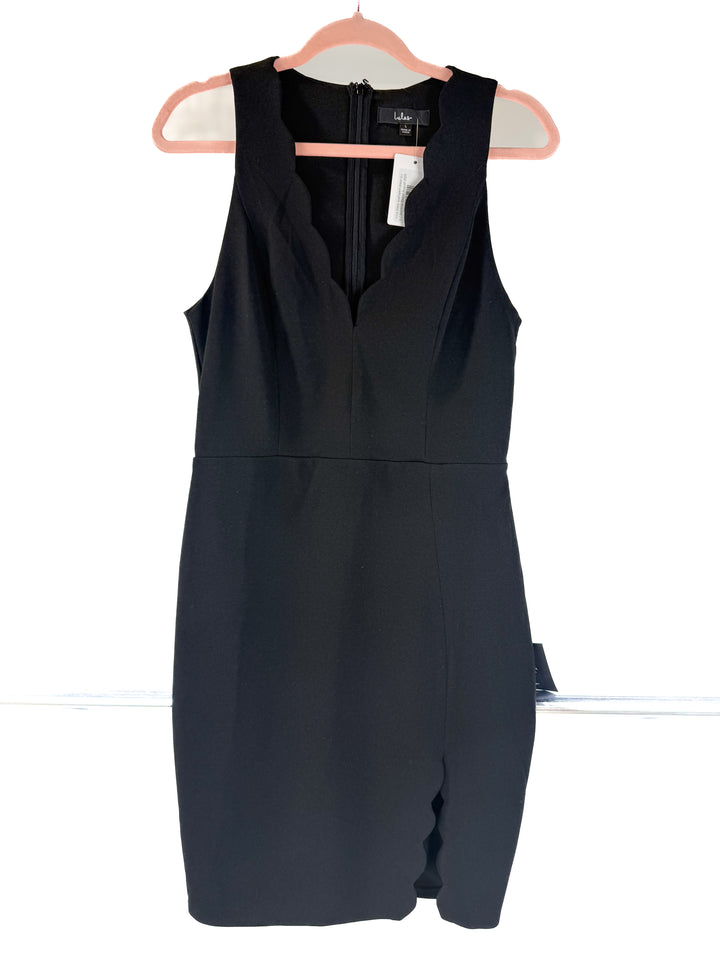 lulus black scalloped dress (L)