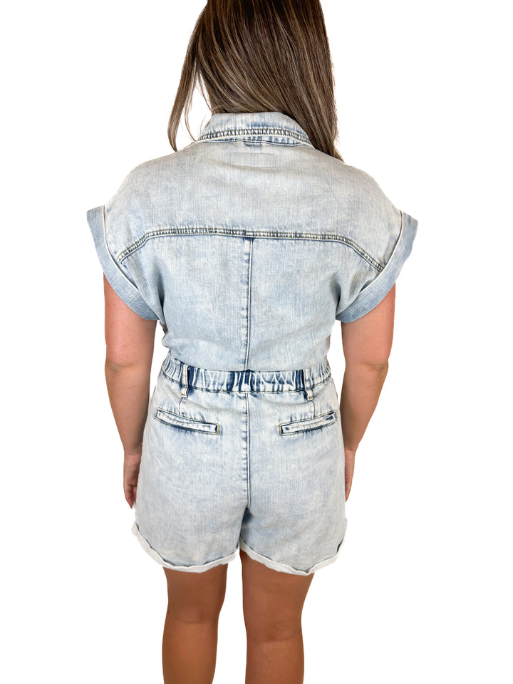 Blank NYC Acid Wash Denim Romper (M)