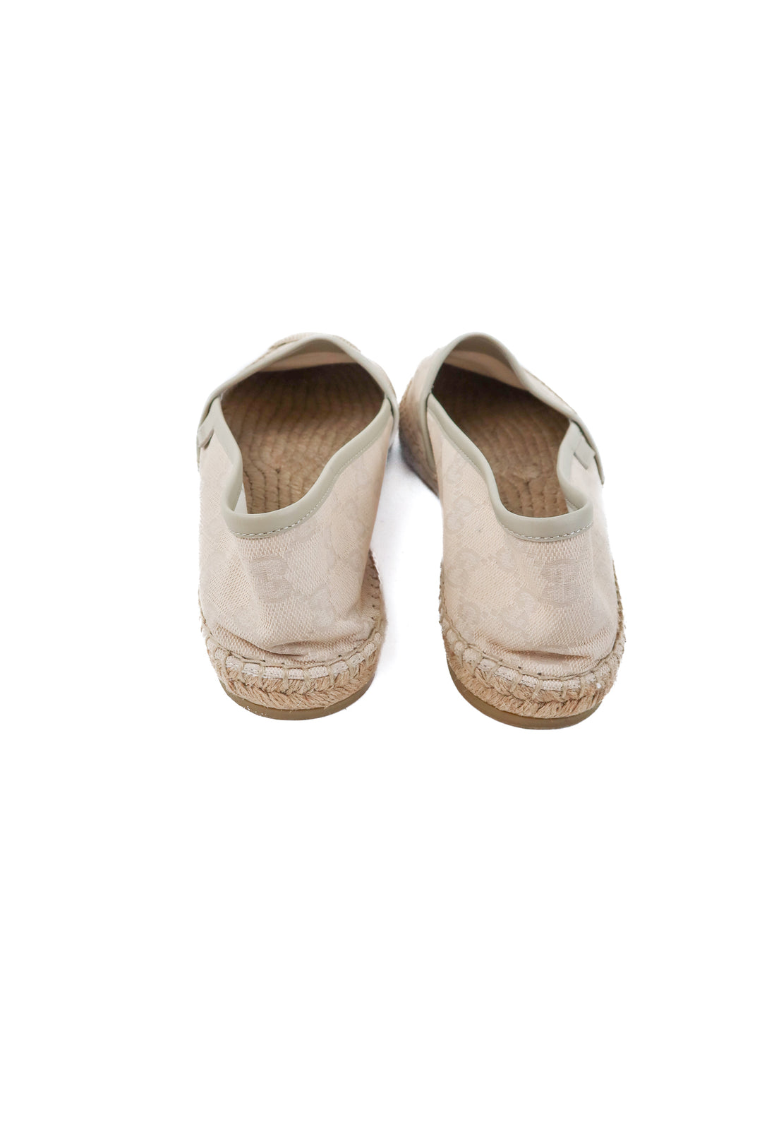 Gucci beige GG canvas/leather slip on espadrille flats (40/ US9.5-10; retail $790)
