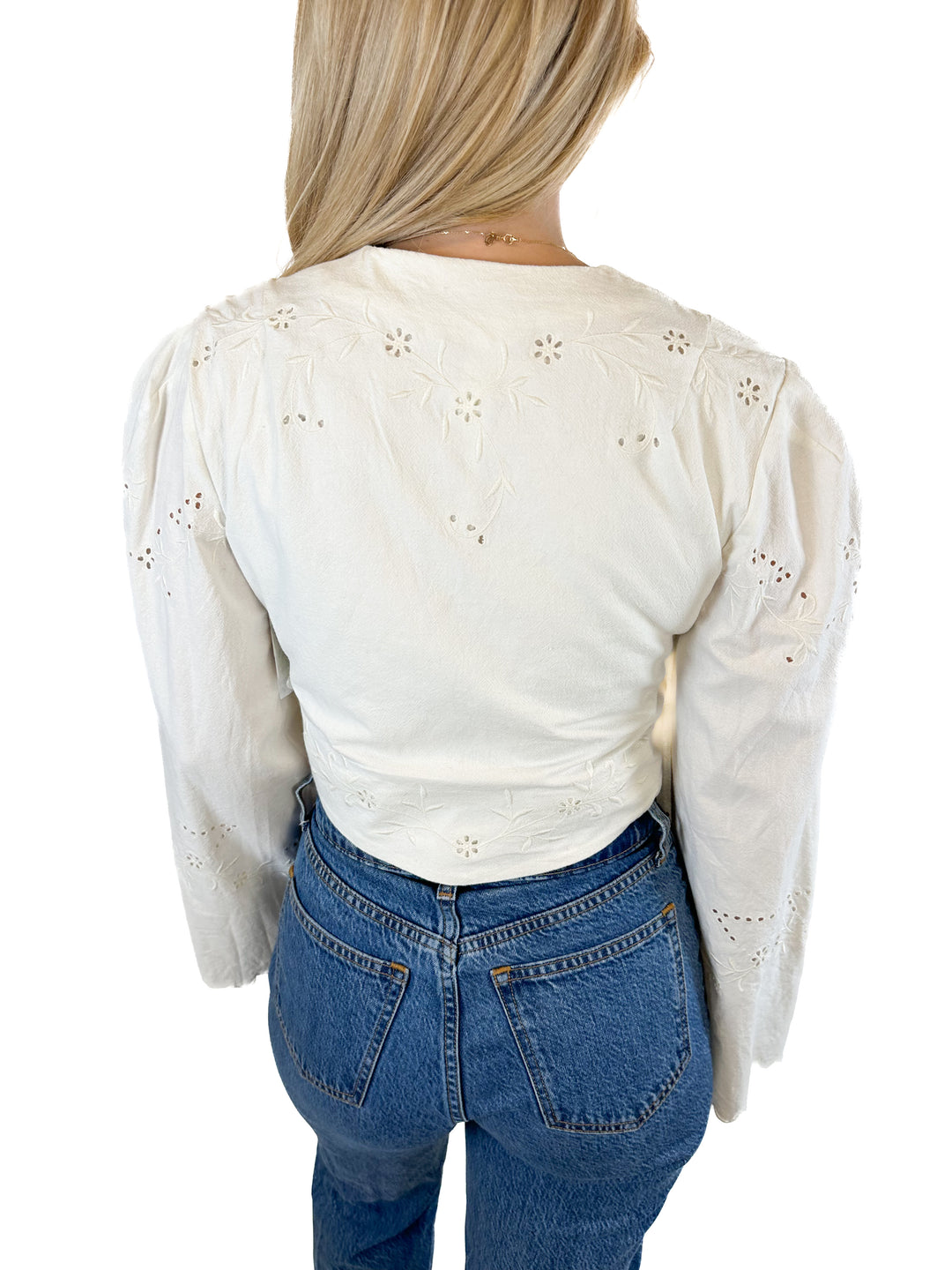 Free People White Embroidered Jacket (XS)