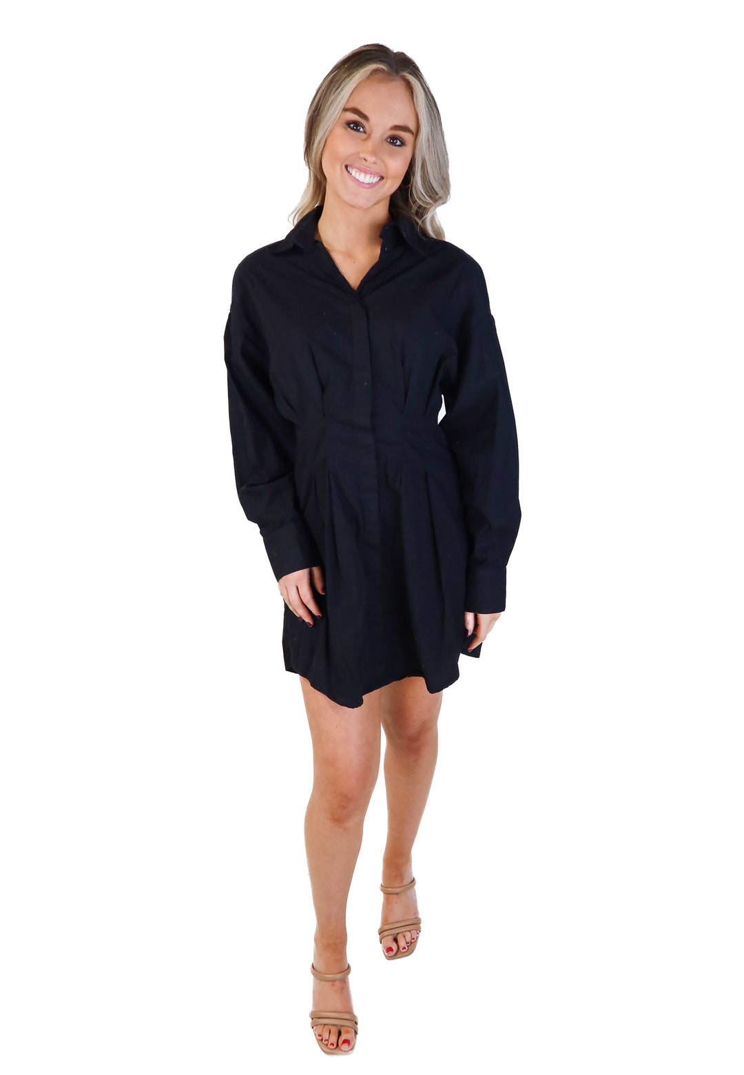 H&M black button up shirt dress (s)