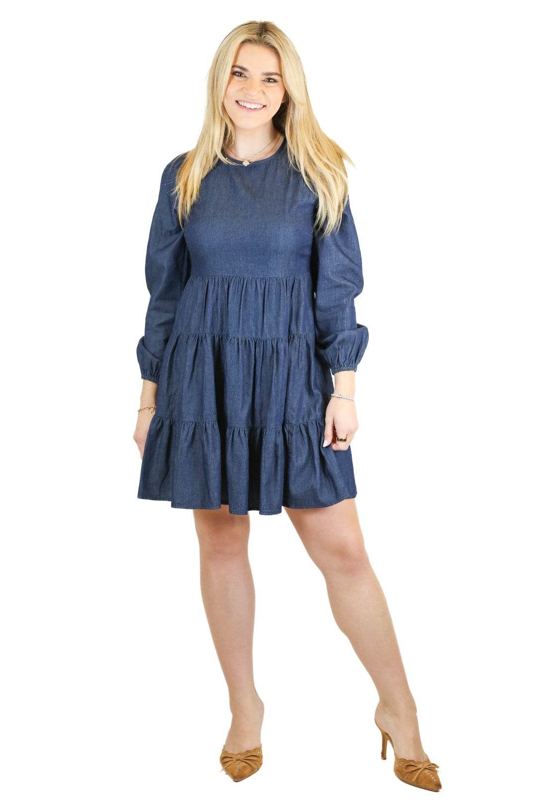 Draper James Dark Wash Chambray Babydoll Dress NWT (XS; Retail $150)