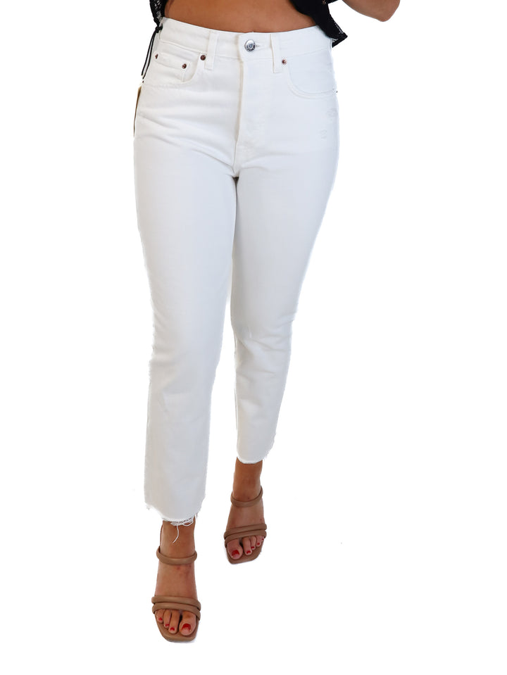 Grlfrnd white straight leg denim NWT (26; retail $215)