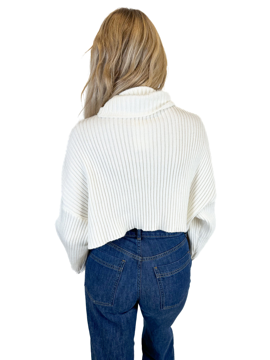Priceless Cream Turtleneck Crop Sweater  (S)
