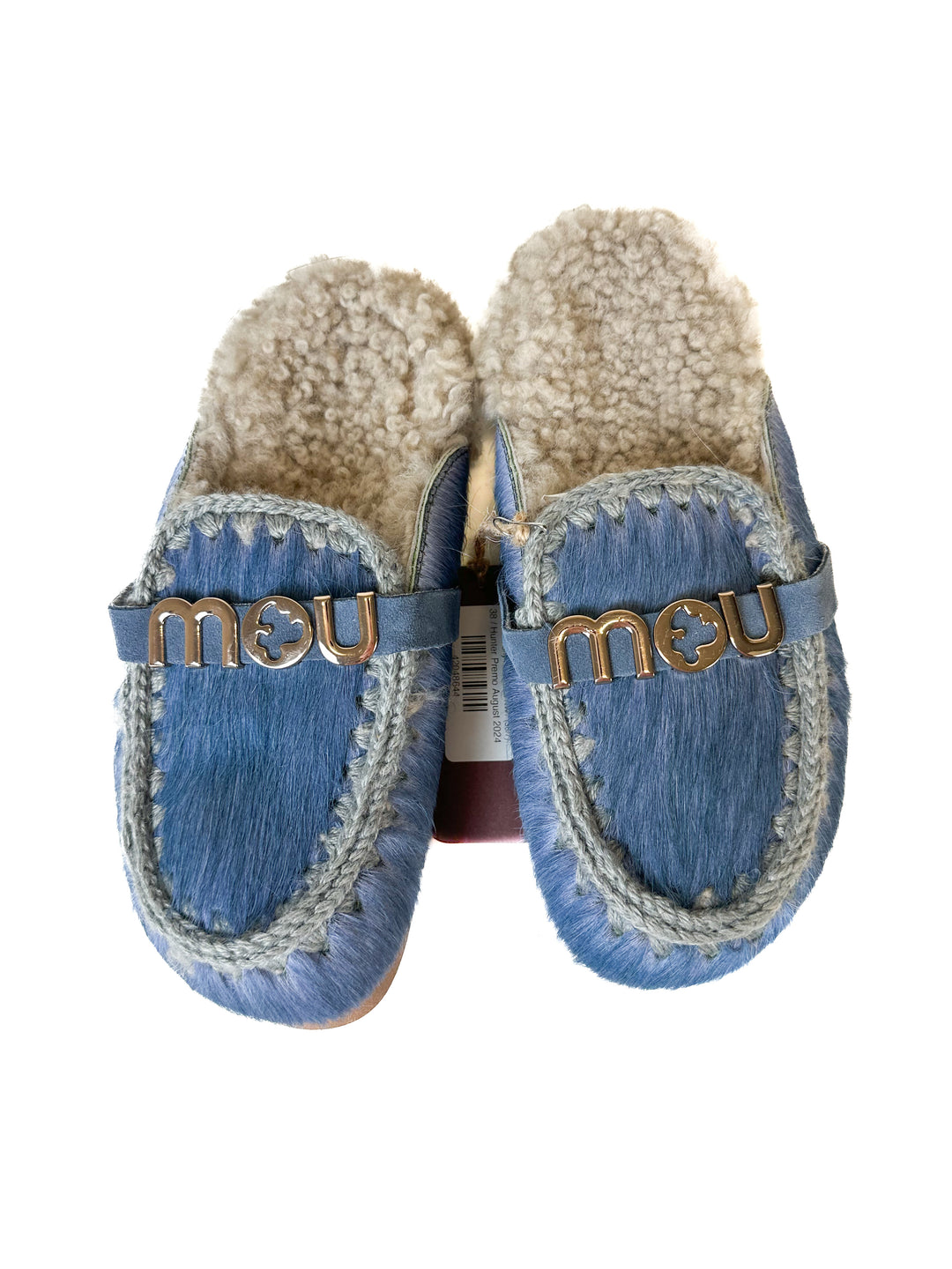 Mou Blue Pony Hair Slides NWT (38/7; retail $295)