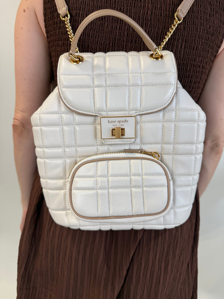 Kate Spade Evelyn Small Leather Backpack in Cream NWOT (retail $495)