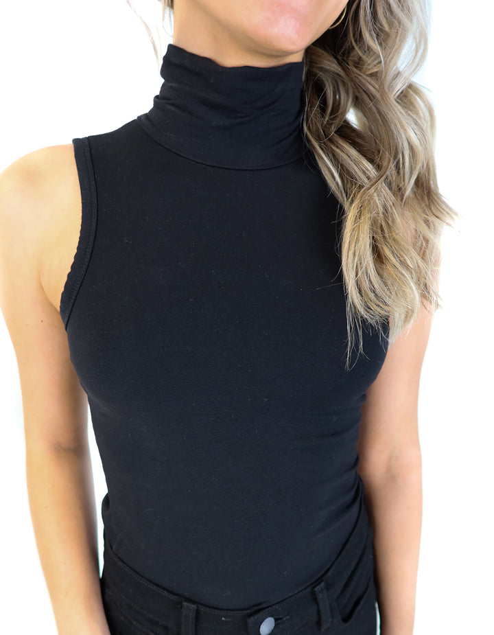 Emmy Deveaux black sleeveless turtleneck bodysuit (xs; retail $85)