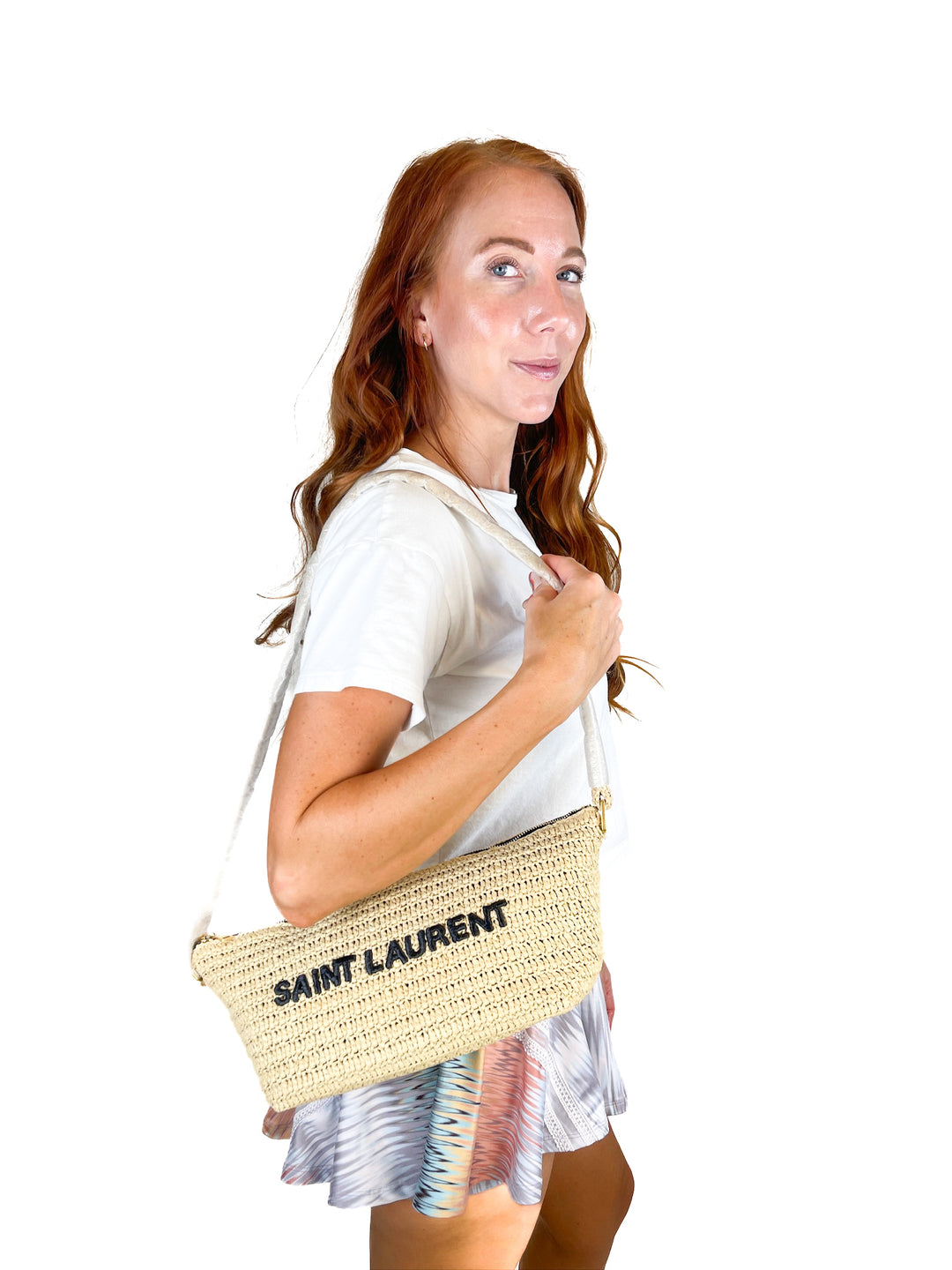 Saint Laurent Le Rafia Logo Shoulder Bag NWOT (retails for $1350)