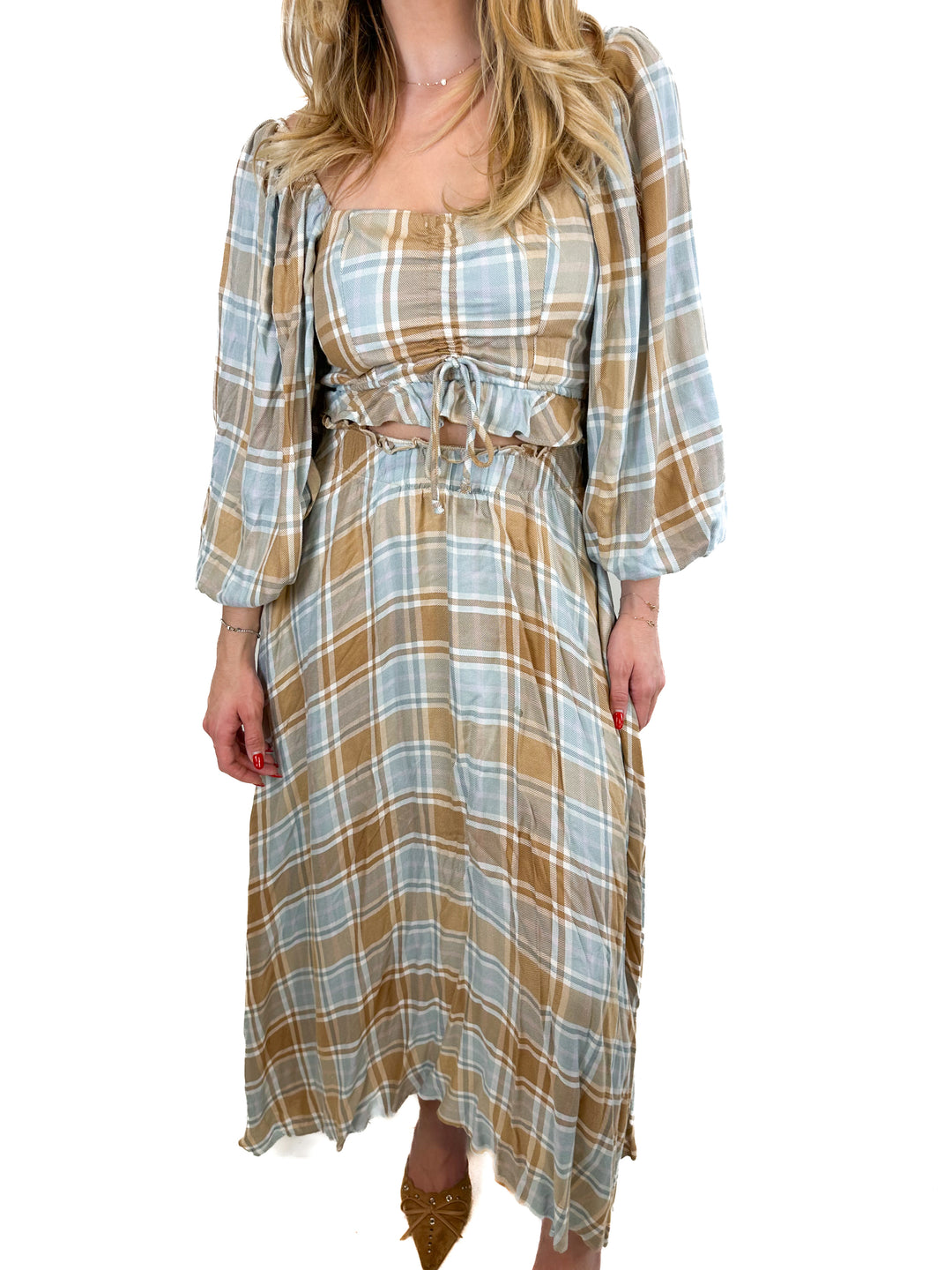 Show Me Your Mumu Plaid Top and Skirt Set (XS)