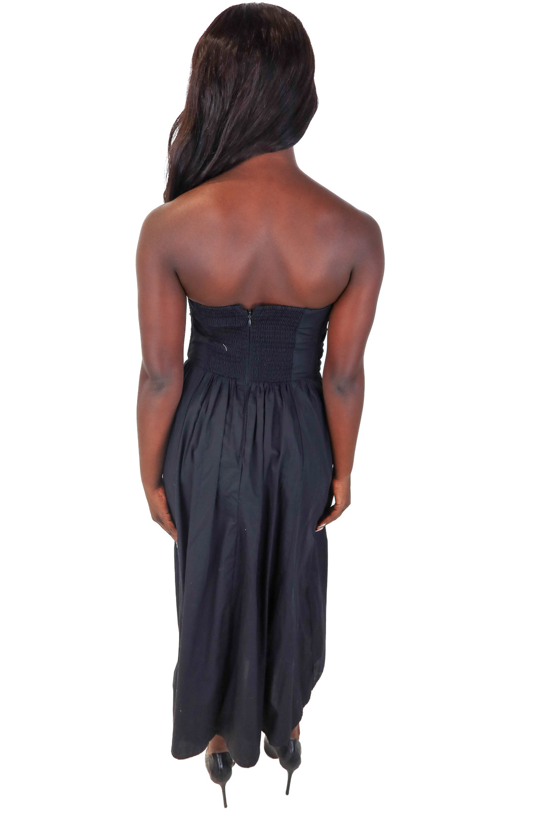 abercrombie & fitch black strapless midi dress (s; retail $80)