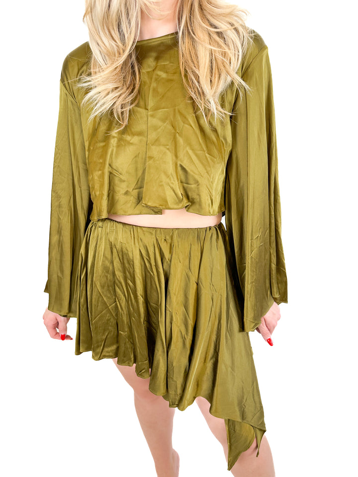 NBD Olive Green Seema Top and Skirt Set NWT (XXS)