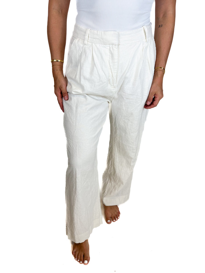 Abercrombie White Linen Cargo Pants (M)