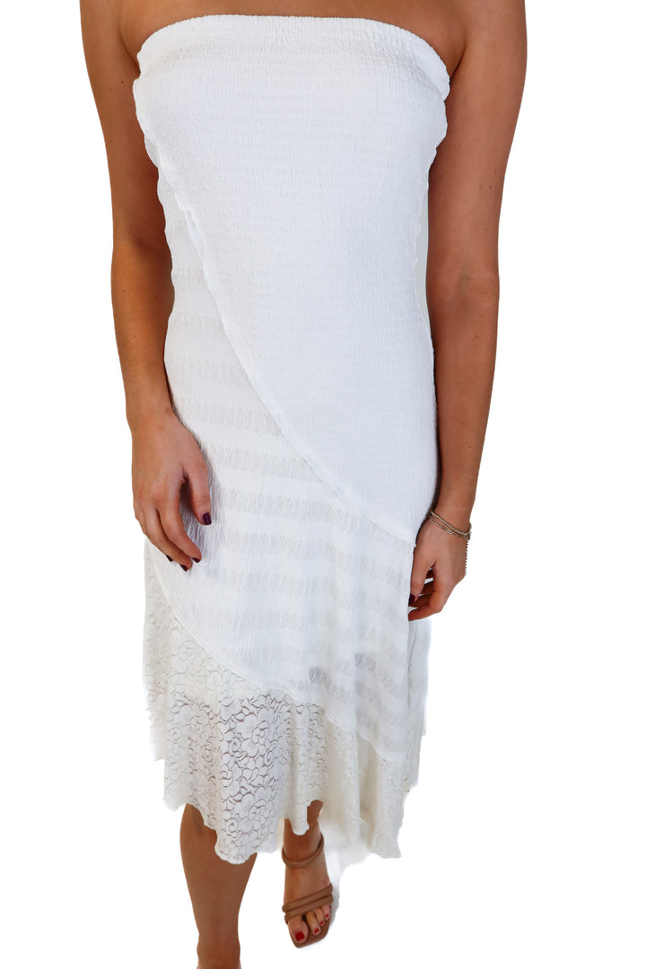 12th tribe white strapless asymmetrical dress (s; retail $68)