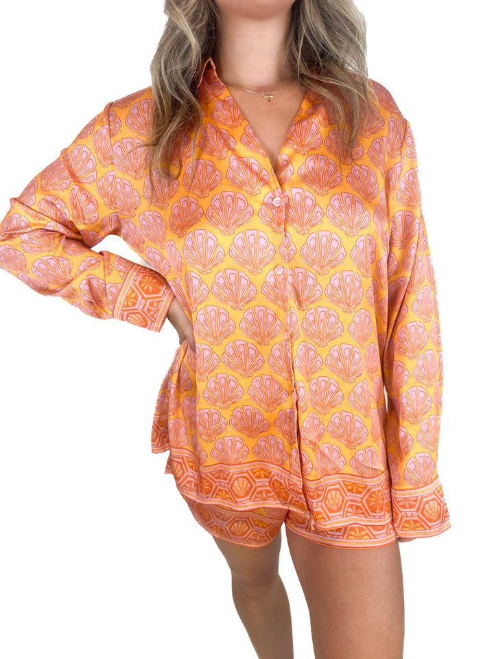 Show Me Your Mumu Seashell Print Shirt and Shorts Set (L)