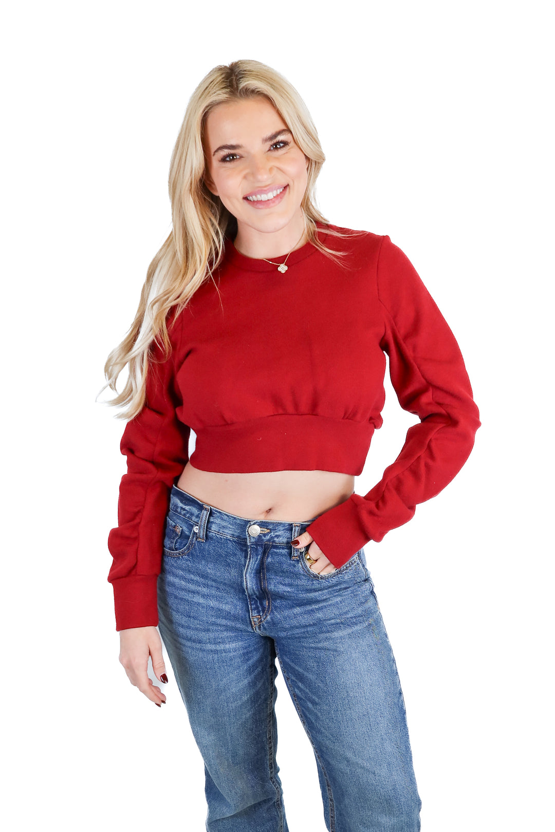 C/MEO Collection Dark Red Cropped Sweater (S)