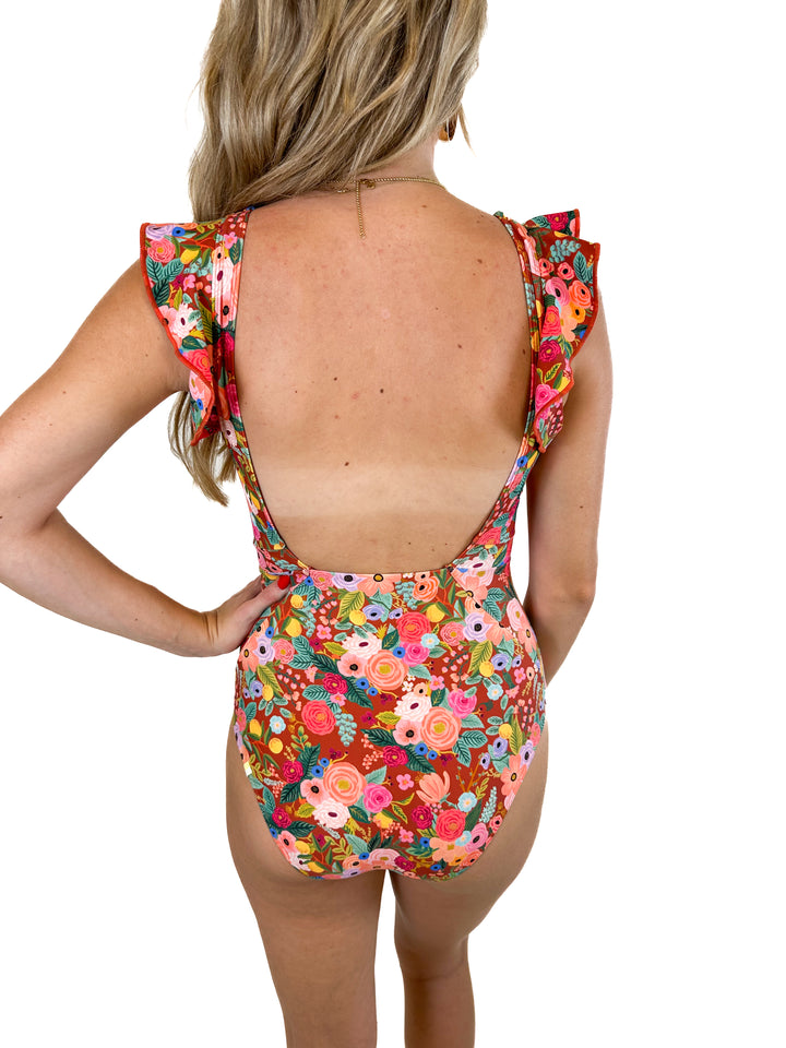 Summersalt The Long Torso Floral Printed Ruffle Backflip (XS)
