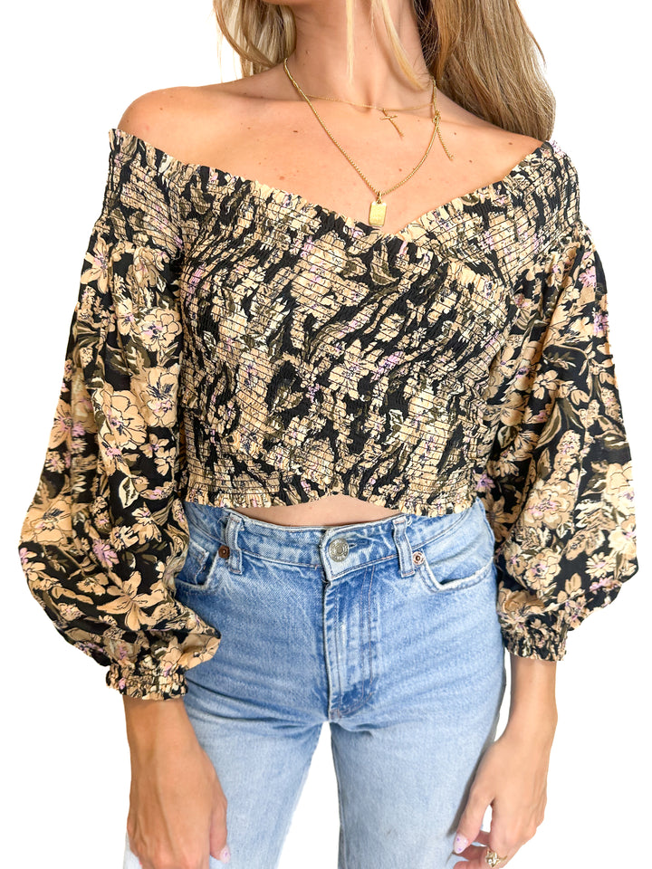 Free People Criss-Cross Cropped Floral Top NWT (XS)