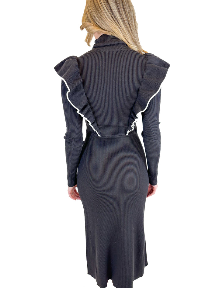 Joe's Jeans Black Ribbed Knit Dress (XS)