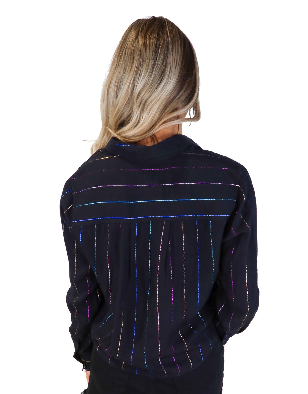 Rails black metallic striped tie top (xs; retail $158)