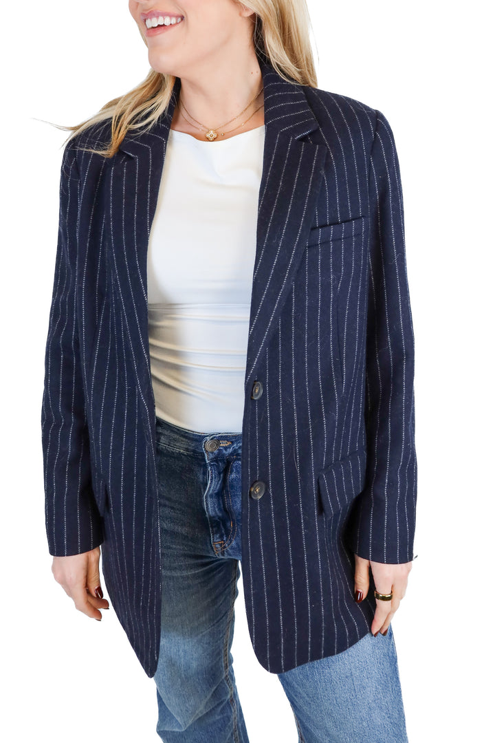 everlane navy striped wool blazer (6)