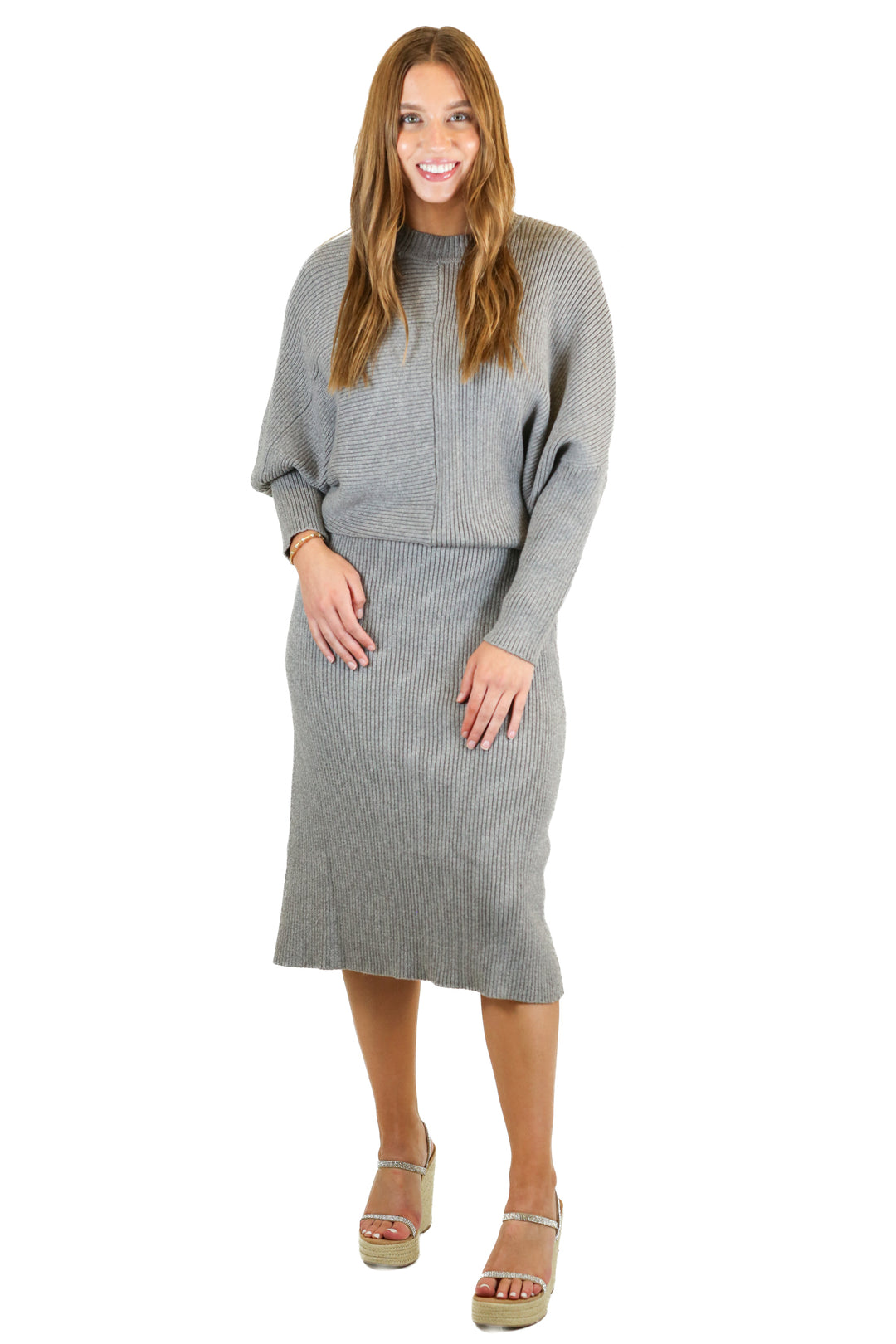 Whiteroom & Cactus Gray Sweater & Skirt Set (S)
