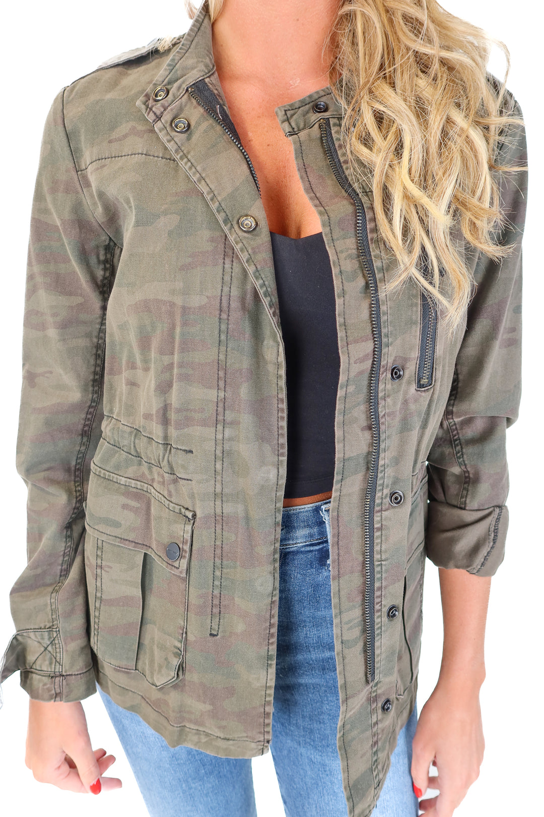 Sanctuary Olive Camo Utility Jacket (XS)