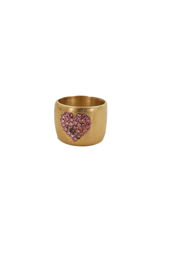 Chanel Pink Crystal Heart Ring (size 6)