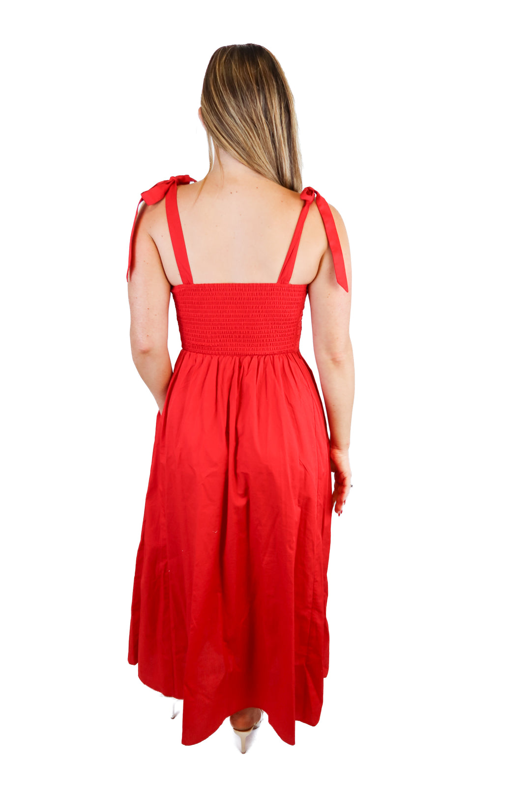 abercrombie & fitch red midi dress (xs)