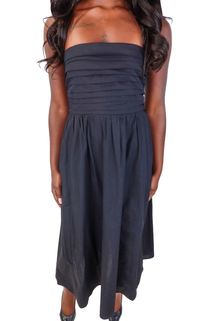 abercrombie & fitch black strapless midi dress (s; retail $80)