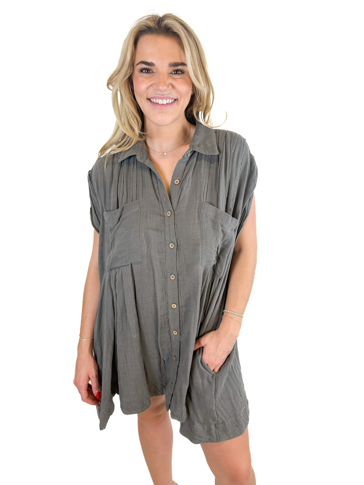 Free People Grey Sleeveless Dress (XS)
