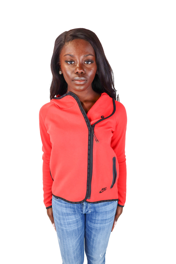 Nike Red Assymetrical Zip Hooded Sweatshirt Jacket (XS)