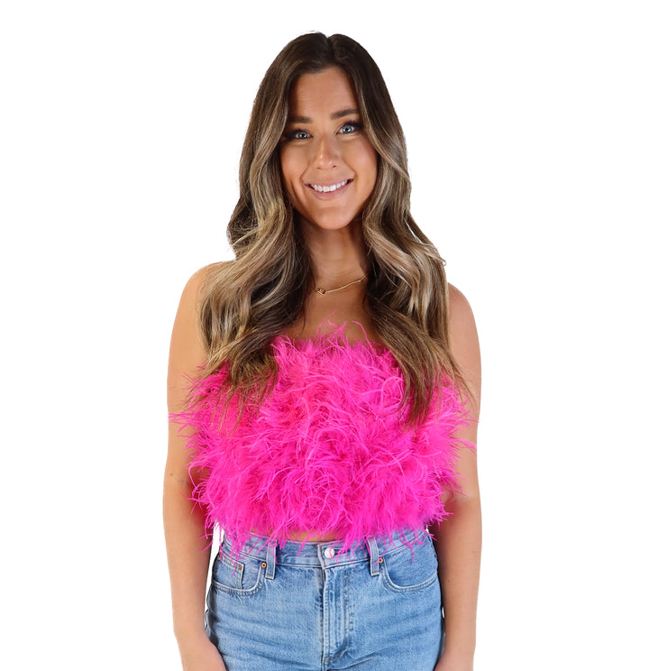 Buddy love pink feather tube top NWT (s; retails for $72)