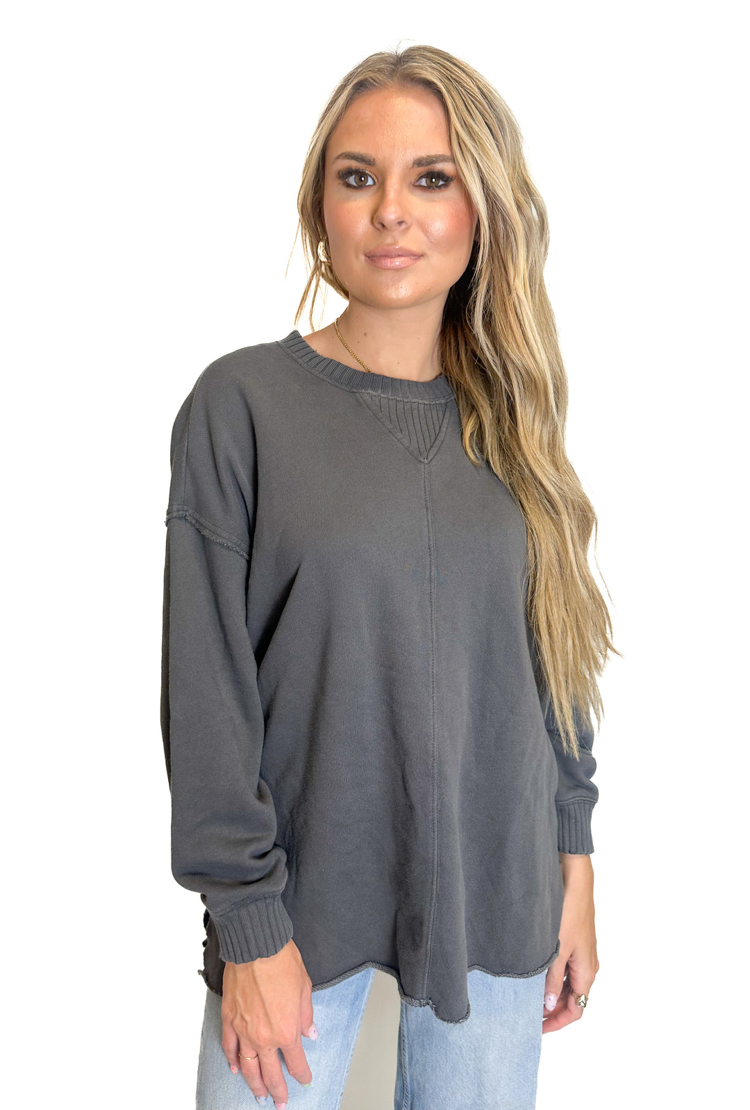 Aerie Raglan Grey Sweatshirt (XXS)