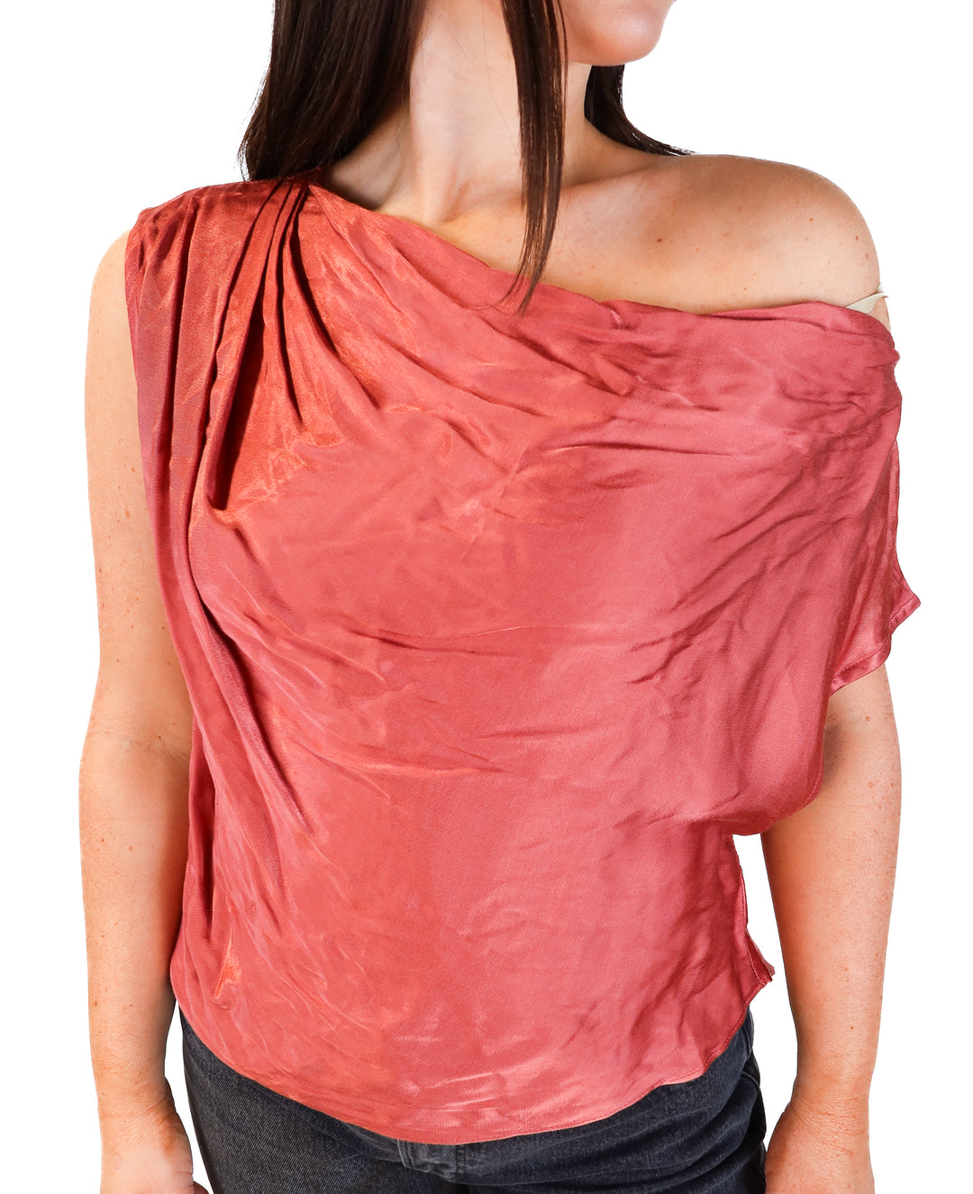 Do+be pink satin boatneck top (L; retail $54)