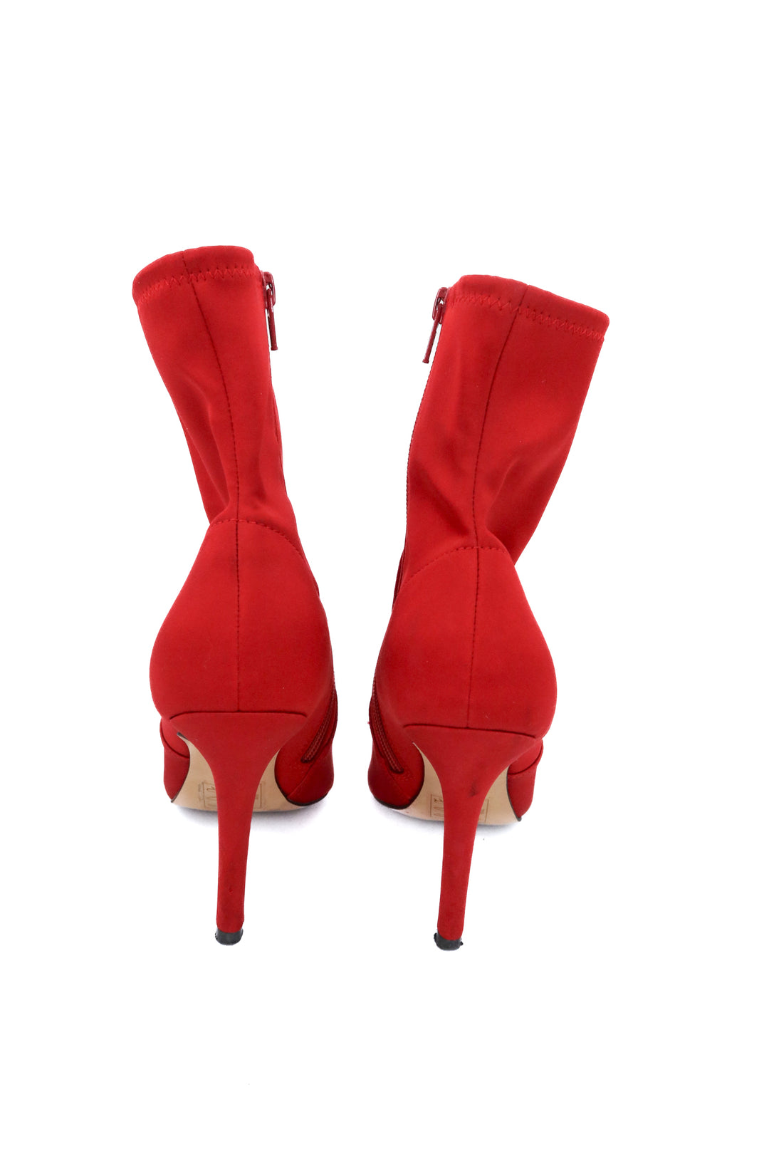 aldo red satin booties (6.5)