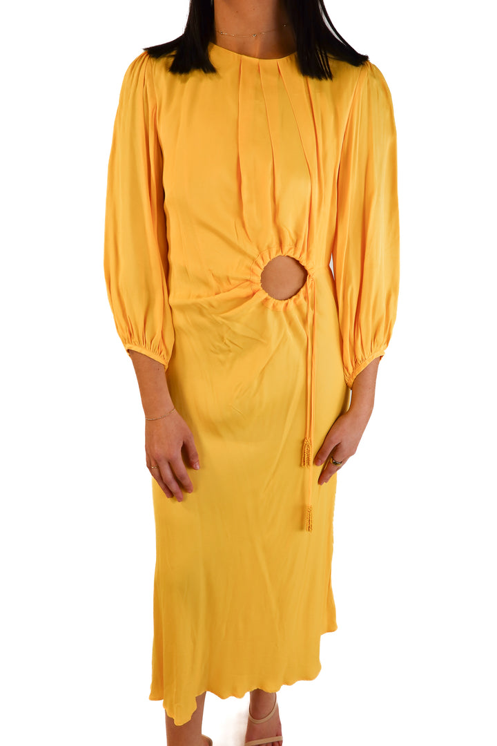 Farm Rio Yellow Silky Dress (M; retail $295)