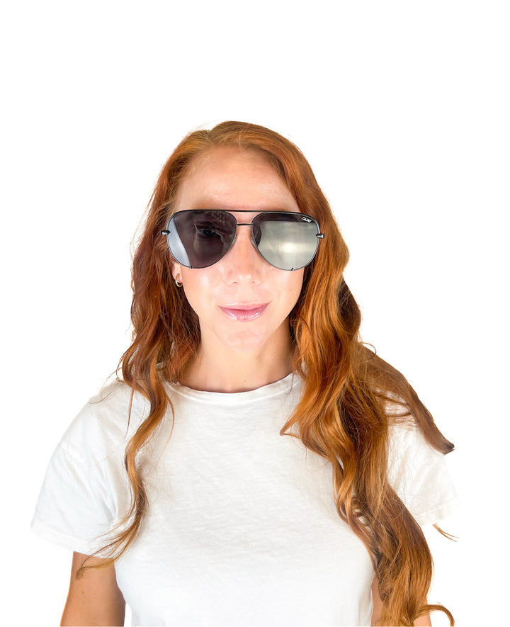 Quay Black Aviator Style Sunglasses
