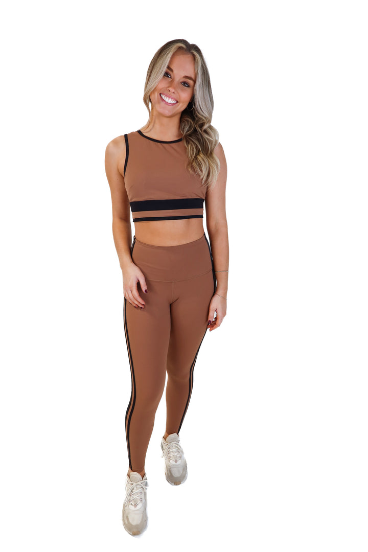 Tavi brown/black activewear set (s; retail $156)