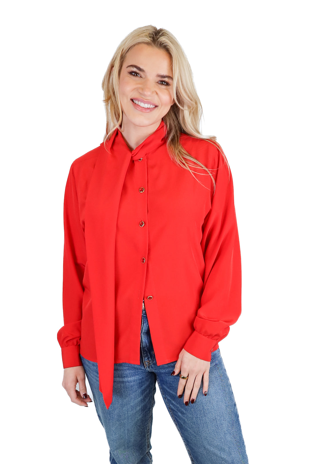 Red Button Down Top (S)*