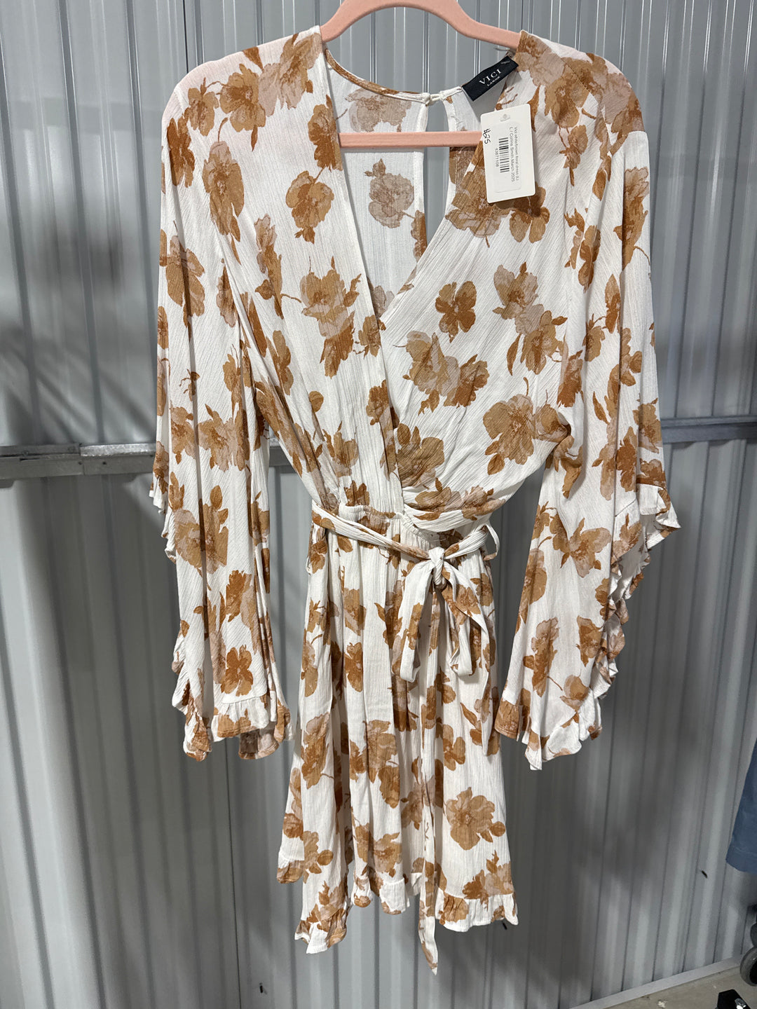 SOLD: Vici white/brown floral dress (L)