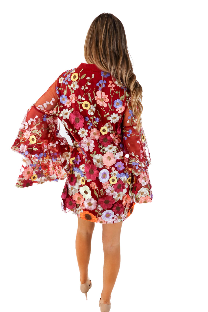 Buddy love maroon floral Mockneck dress NWT (L)