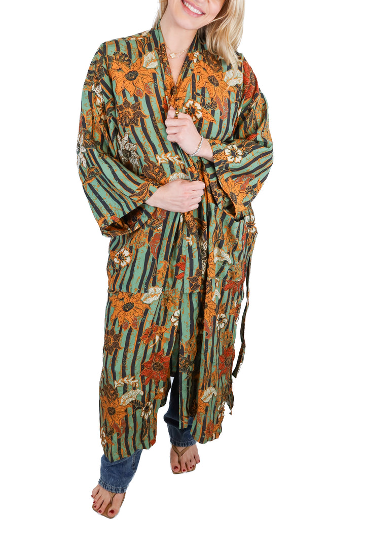 Natalie Martin green/orange floral kimono NWT (S; $398)