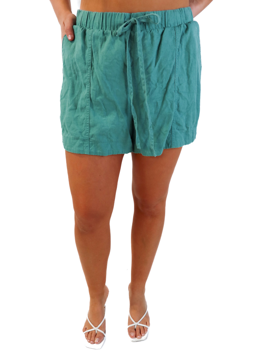 Universal threads green linen shorts (L)