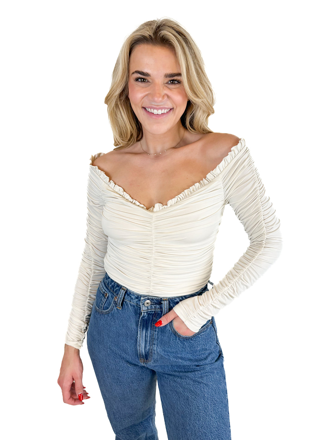 Express Contour Compression Ruched Bodysuit (XS)