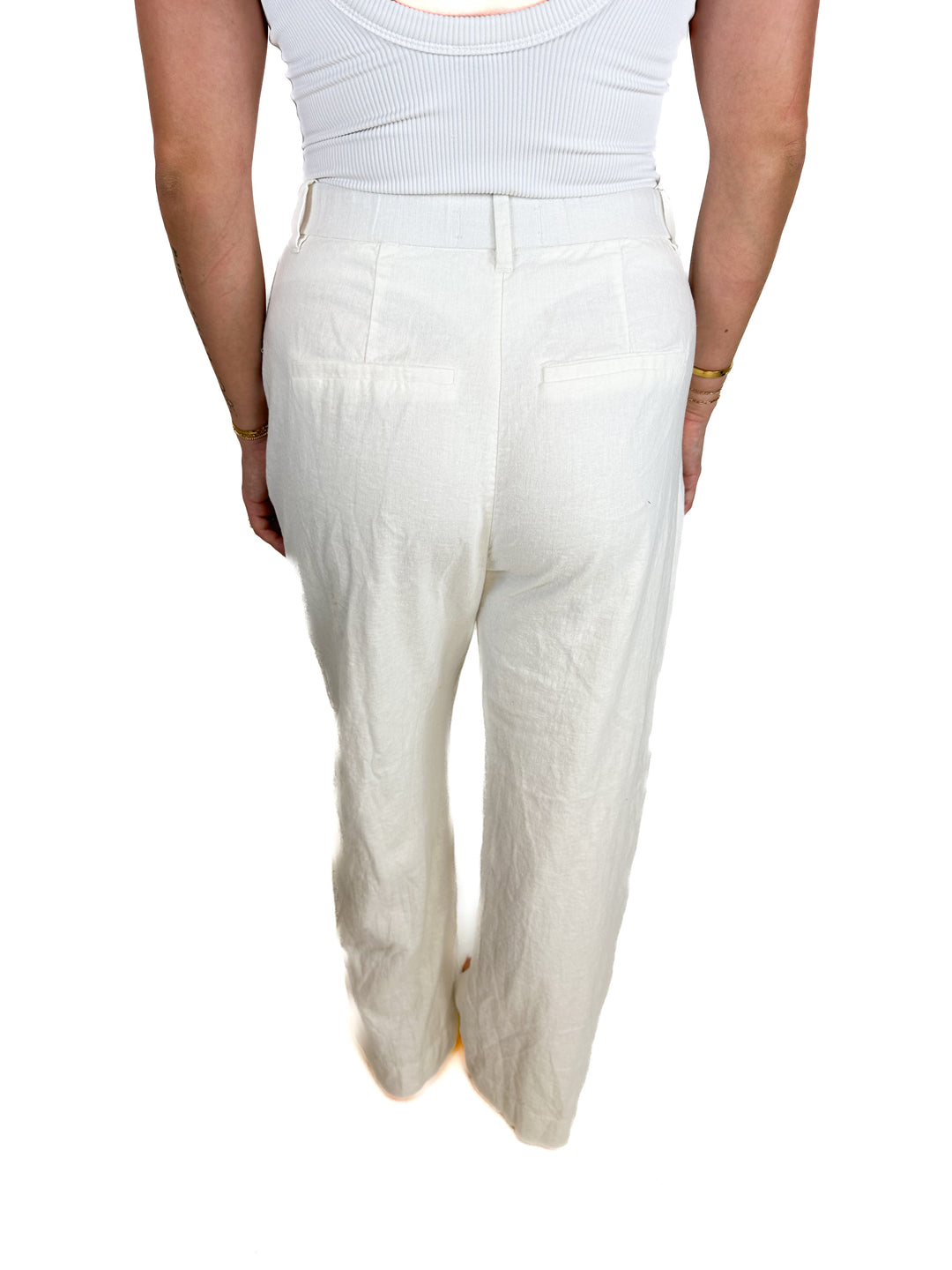 Abercrombie White Linen Cargo Pants (M)