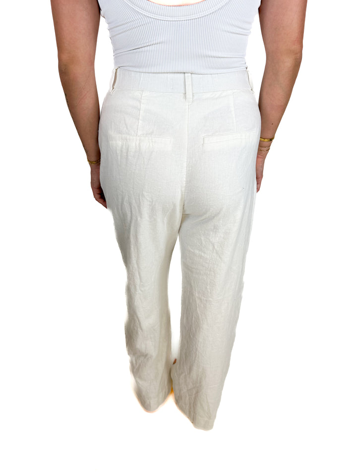 Abercrombie White Linen Cargo Pants (M)