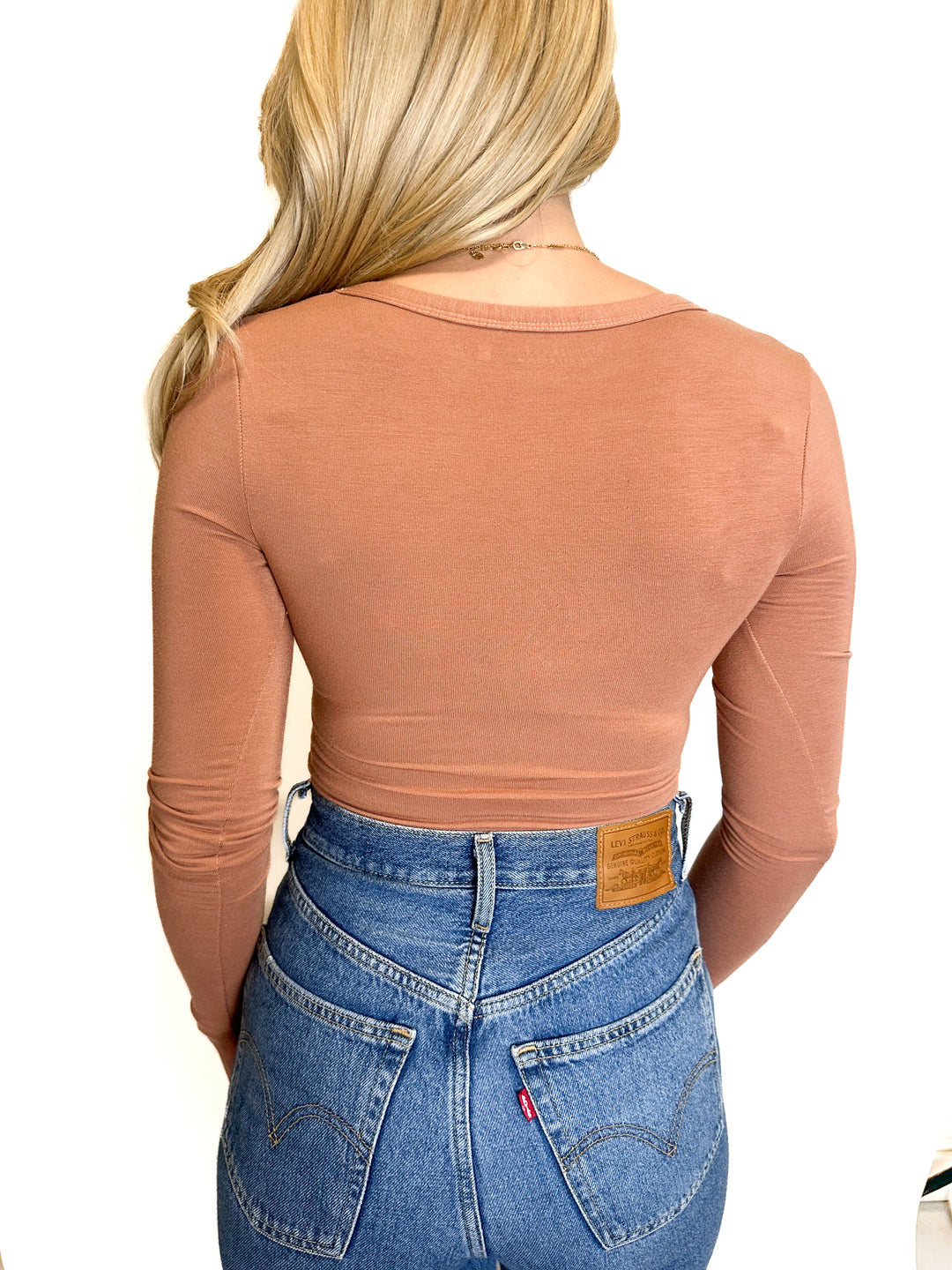 Abercrombie Tan Henley-Style Bodysuit (XXS)