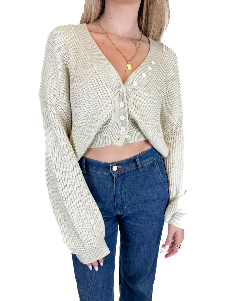 Goodnight Macaroon Sand Slouchy Cardigan (S)