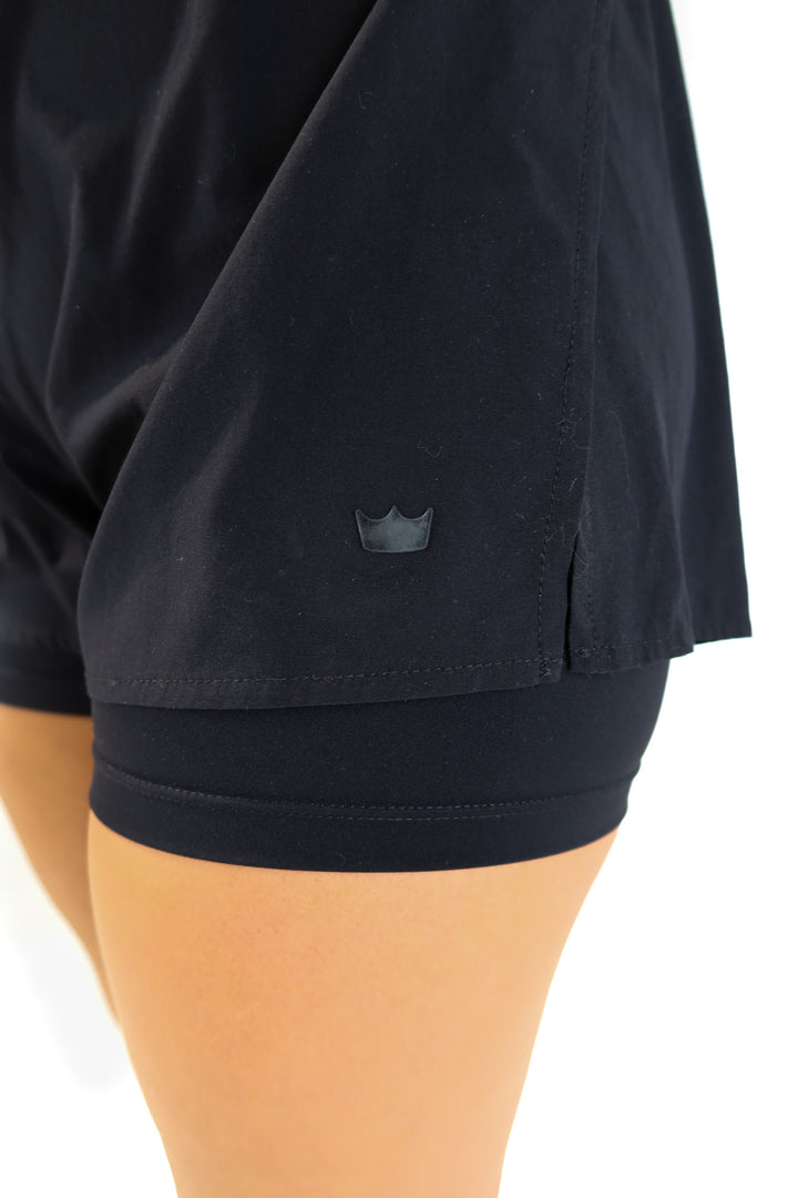 Shefit black active shorts (s*; retails for $60)